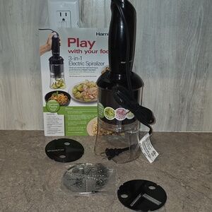 (J26) New Hamilton Beach Black 3-in-1 Electric Spiralizer